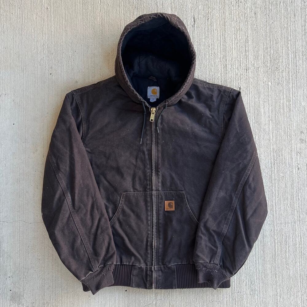 Carhartt J130 DKB brown hooded work wear jacket